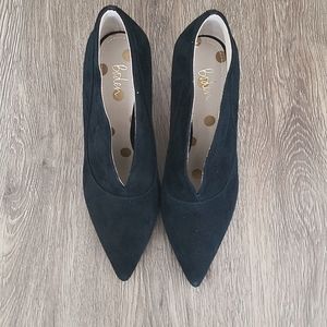 Boden black suede heels